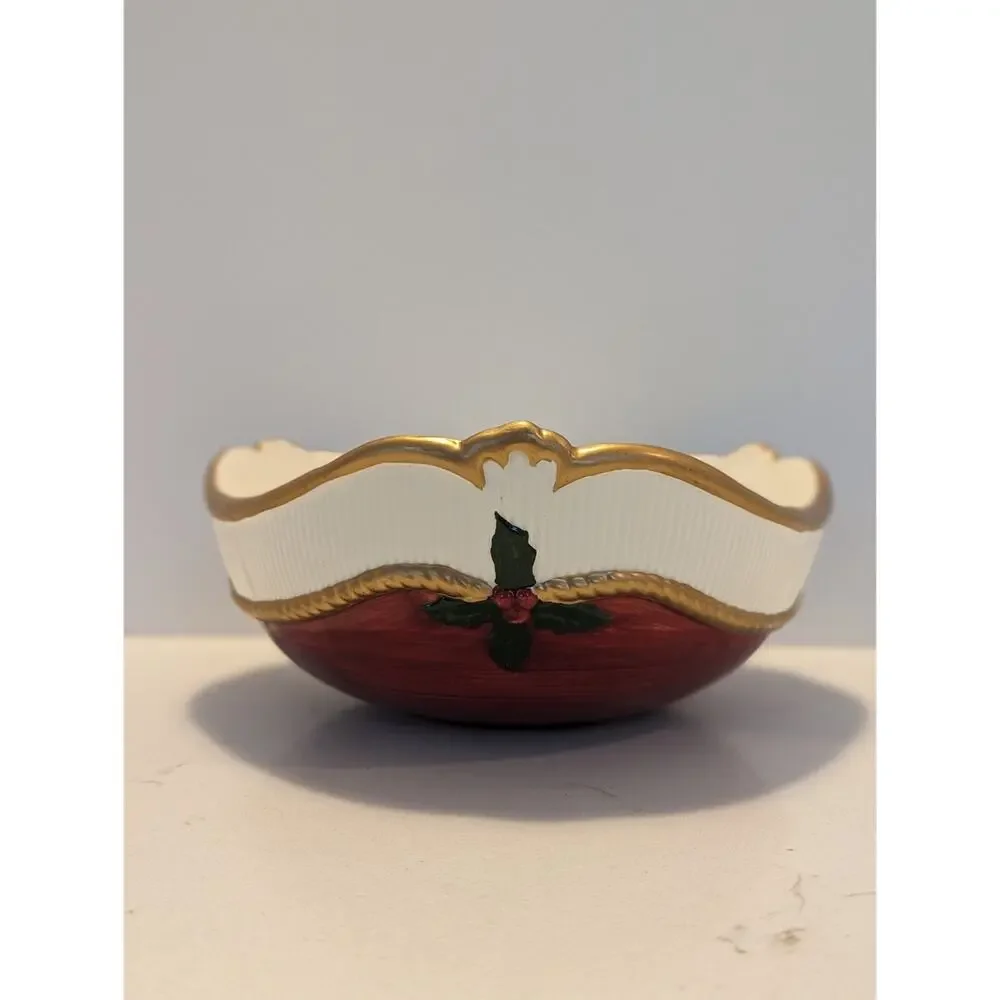 Fitz And Floyd Vintage 1989 Old Tyme Christmas Ceramic Bowl Holiday Home Decor